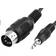 AUX kabel 3,5 mm. MiniJack han -> DIN han, sort, 1.50 1.5m